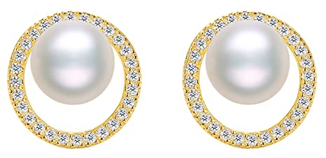 ZHOU LIU FU 925 Silber Ohrringe Perlen Goldohrringe Vintage Romantischer Schmuck Urlaub Geburtstagsgeschenk für Mutter Frauen Tochter