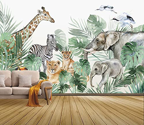 3D Panoramique Murale De Plantes Tropicales De La Faune Premium Papier Peint Intissé Pour Salon Chambre Enfant Chambre Décoration Murale Moderne Poster Tableaux Photo Muraux (300x210 cm)