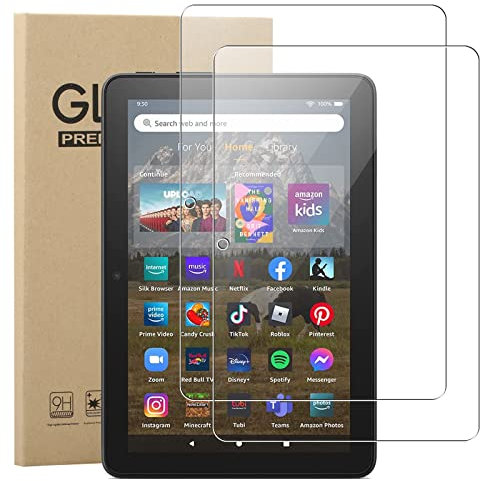 GEJEFA Protector para Amazon Fire HD 8 2024/Fire HD 8 Plus/Fire HD 8 Kids/Fire HD 8 Kids PRO 2024 2022 2020 Release, 2 Pack 9H Antiarañazoso[Sin Burbujas][Sensible al Tacto] Vidrio Templado
