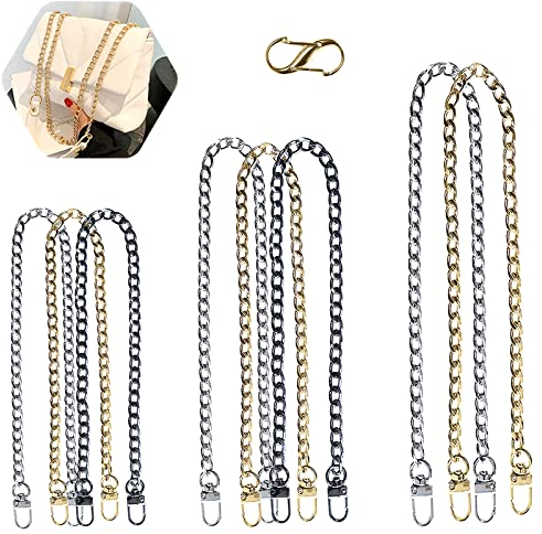 8 Stück Tasche Kette Metall Taschen Taschenkett Ersatz Schulterriemen Kette Kette Schulterriemen Ausgestattet mit einer Einstellschnalle