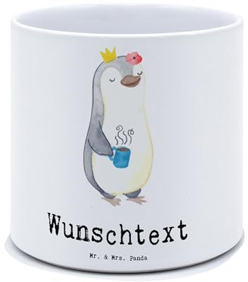 Mr. & Mrs. Panda Personalisierter XL Blumentopf Pinguin Beste Abteilungsleiterin der Welt - Personalisierte Geschenke, Arbeit, Vorgesetzte, Büro, Pflanzgefäß Mit Wunschtext, Ton Groß, Abschied