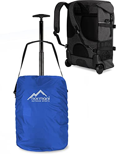 normani Reisetasche Trolley und Rucksack in Einem mit Regenüberzug - 37 L - 50x37x20 cm Handgepäckmaße Farbe Blau
