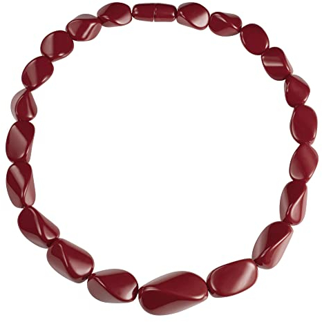 ZAVANA 55 cm Lange Statement-Halskette für Damen, handgefertigte Boho Chunky Halskette für Frauen in Burgunderrot, Chunky Kette mit burgunderroten gedrehten Harz-Gliedern, ungewöhnliche Modeschmuck