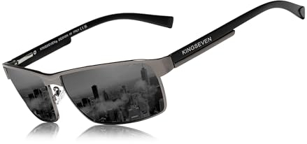 KINGSEVEN Mode Photochrome Sonnenbrille Männer Frauen Polarisierte Piloten-Sonnenbrille Quadratische Blendschutz-Fahrbrille UV400 (Pistole Grau)
