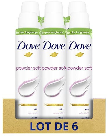 DOVE - Déodorant Femme Powder Soft - Spray Anti-transpirant - prend soin des aisselles au quotidien - 48h de protection (lot de 6x200ml)