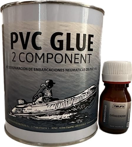 Kit de Pegamento de PVC Profesional para Reparación de Zodiac, Cola de 2 Componentes, 500ml - Cola PVC y Catalizador, Fácil Aplicación (Gris Claro)