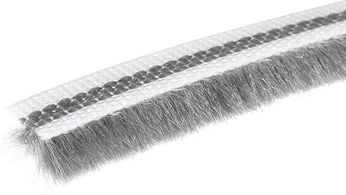 Boxonly Brush Weather Stripping 7mmx6mm Self Adhesive Sealing Windproof Seal Strip Length 15M Weatherstrip Sweep Brushes for Door Window Gray