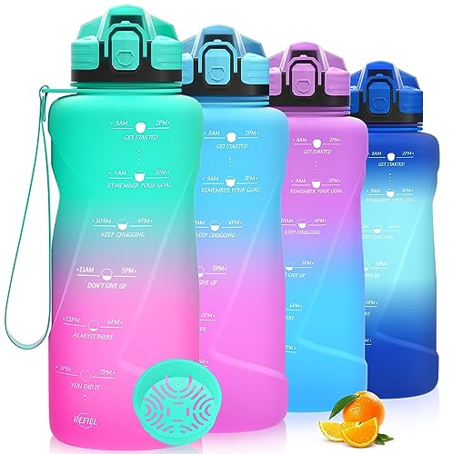 Niggeey Motivational Water Bottle with Time Marker, Sports Water Bottles 2l, 1.5l, 1l, 700ml, 500ml Kids Water Bottles, Leak Proof BPA Free Tritan Drink Bottle for School, Gym and Sport, Cycling