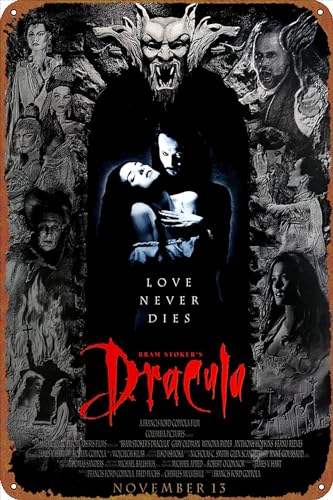 GTZAOB Bram Stoker's Dracula 1992 Horror-Film-Poster, Retro-Metallschild, Vintage-Blechschild für Café, Bar, Zuhause, Wanddekoration, 30,5 x 20,3 cm