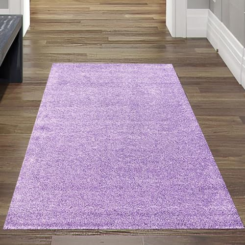 Hochflor-Teppich in Flieder – Perfekt für Fußbodenheizung Größe 60 x 110 cm