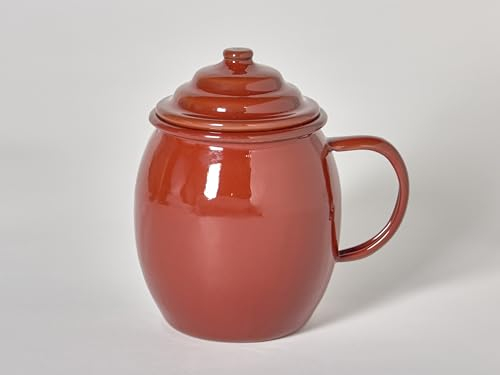 Evocalo Puchero cafetero porcelana esmaltado color teja tamaño cafetero 0,5 litros