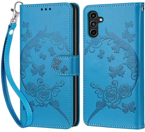 KENHONER Custodia per Samsung Galaxy A15 5G Cover, Blu | Portafoglio in Pelle PU Retro, Antiurto Flip, Slot per Schede, Funzione Stand, Chiusura Magnetica