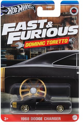 Hot Wheels Fast and Furious Dominic Toretto Auto 1968 DODGE CHARGER Modell Die Cast Maßstab 1:64 - Länge 7 cm - HRW49