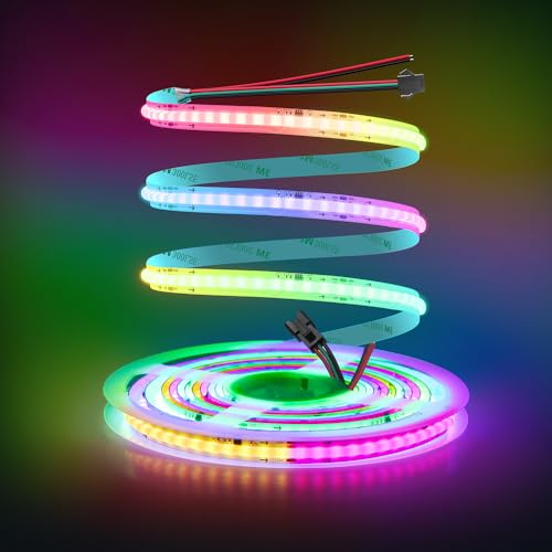 ALITOVE WS2811 Adressierbare LED Streifen 12V 5M Smart RGBIC COB LED Strip Flexiblel 2160LEDs Licht für TV-Hintergrundbeleuchtung, DIY-Projekt (ohne Netzteil und Controller)