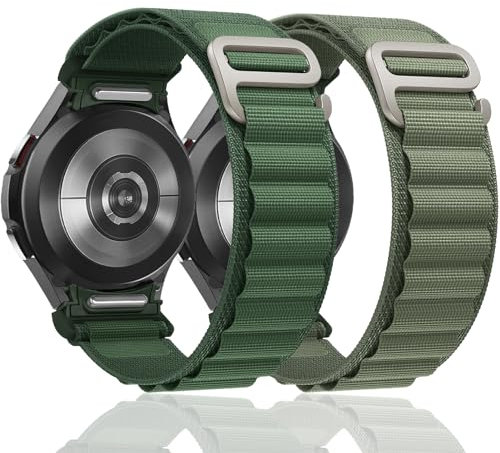 Cinturino Nylon Alpine Loop per Samsung Galaxy Watch 7/6/5/4/FE 40mm 44mm/5 pro 45mm/6 Classic 43 47mm/4 classic 42 46mm,2 Pezzi 20mm one click keine Lücke braccialetto sportivo di ricambio Uomo Donna
