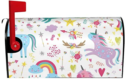 Magnetischer Briefkasten, Einhörner, Rosa, bedruckt, in verschiedenen Größen