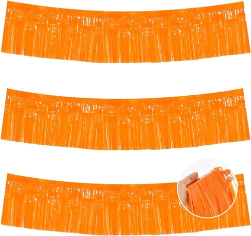 TONIFUL Metallic-Folien-Fransengirlande, Macaron, Orange, Wandbehang, Lametta-Fransenbanner für Auto-Parade, Brautparty, Hochzeit, Geburtstag, Ostern, Abschlussfeier, Urlaub, Party-Dekoration (9 m)