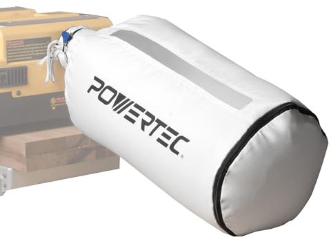 POWERTEC Staubsammelbeutel mit 10,2 cm Schlüsselschlauchklemmen, 30 Mikron Staubbeutel für DeWalt DW735, DW734, WEN PL1326, PL1303 Hobel, DC3401 Staubsammler und Holzbearbeitungsmaschine mit 10,2 cm