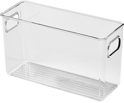 LEMCC Phone Case Storage Box, Clear Phone Case Box Storage, Narrow Vertical Stripe Organizer, Fridge Storage Bin with Carry Handles, Plastic Stackable Storage Organizer Containers for Pantry Kitchen