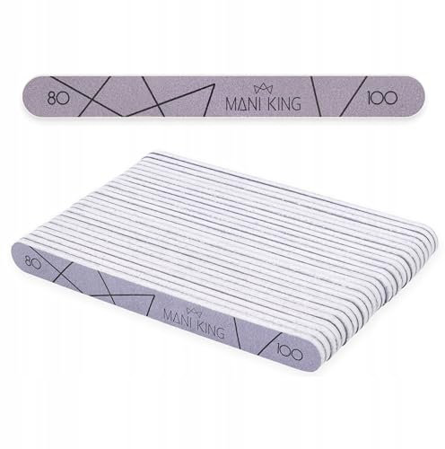 MANI KING Nagelfeile - Gerade 80/100 – 25 Stück Für Maniküre Und Pediküre - Hochwertige Nagelfeilen Für Gel-Nägel - Gelnägel Set - Ideal Für Gel Nägel
