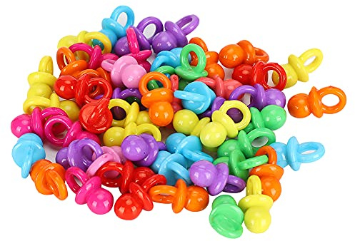ZAICOLER Babyparty-Schnuller, Mini-Schnuller, 100 Stück, Acryl-Schnuller, Baby-Geburtstagsparty-Dekoration, Taufe, Mini-beruhigendes Farbspielzeug, Baby-Schnuller-Spielzeug (einfarbige
