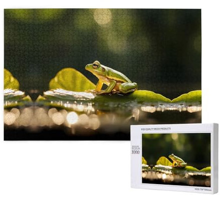 Frosch-Puzzle, 1000 Teile für Puzzle, Holzpuzzle für Familie, Freunde, Heimdekoration, Wandkunst, 75 x 50 cm