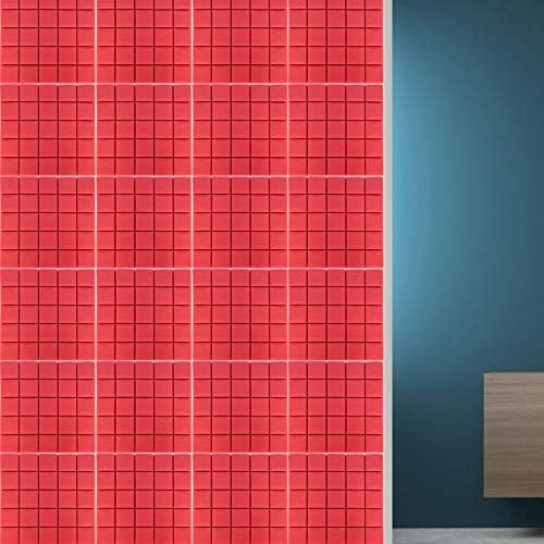 Qukaim Studio Acoustic Soundproof Foam 6 Pcs Foam Engineering Acoustic Panels, 50 x 50 x 5 cm Soundproof Foam Absorption Panel Sponge for Studio Sound Proof Padding, Red