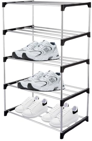ASelected 5 Ebenen Schuhregal Shoe Rack 43 x 25.5 x 73 cm Schuhregal Edelstahl für Eingangsbereich, Flur und Schrank