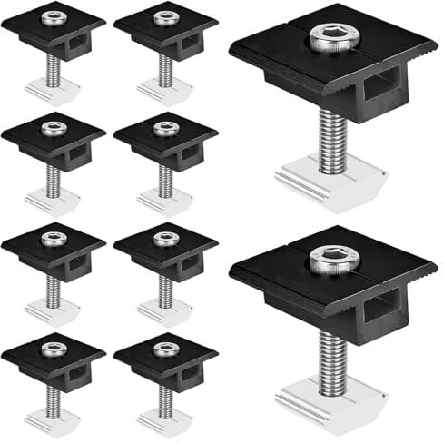 Staffe per Pannelli Solari: 10 Pezzi Supporto per Pannello Solare, Staffe Pannelli Fotovoltaici Alluminio, Supporti per Pannello Fotovoltaico, 30mm Staffa T con Dadi e Bulloni per Kit Fotovoltaico