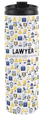 Lawyer Travel Mug - Novelty Solicitor & Barrister Gift - Reusable Stainless Steel Vacuum-Sealed Double-Walled Hot/Cold Drinks Travel Flask 500ml (16 fl oz)
