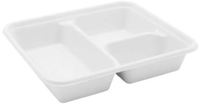 25/100 Piatti usa e getta VASSOI a 3 scomparti in BAGASSA | 22X19 CM | PIATTI 3 PORZIONI MONOUSO biocompostabile (100 PEZZI)