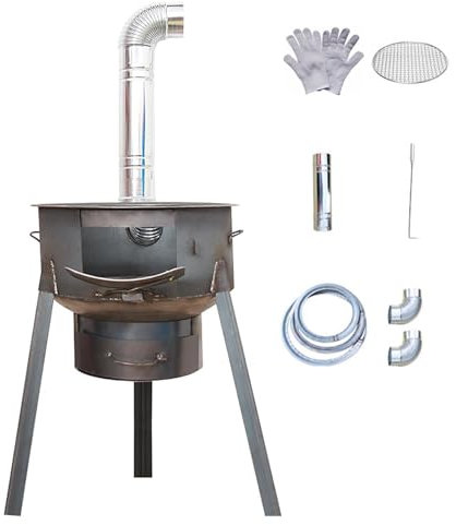 PQXQZ Zeltofen Holz aus Dickem Gusseisen Tragbarer Holzofen für Camping mit Kaminrohr Zum Kochen Zelten Wandern Angeln Rucksackreisen(43cm/17in)