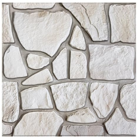 Commomy Pannelli da Parete 3D Finta Pietra Decorazione di Pareti Interne, 10 Pezzi, 30 x 30 cm, Pannelli Murali 3D in PVC Pannelli Adesivi per Pareti Autoadesivi Impermeabili