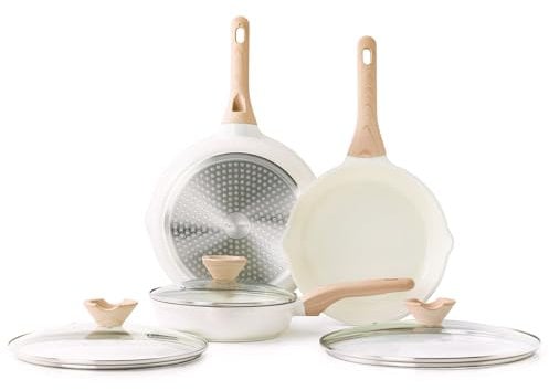 Kordisen Antihaft Keramikpfannen Set mit Deckel 20/24/28 cm, 3-teiliges Keramik Beschichtung Induktion Pfanne-Set, Gesunde Ungiftiges Kochgeschirr, Hitzebeständiger Griff, PFAS und PFOA Frei