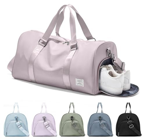 suradar Bolsa Gimnasio Deportiva Mujer Hombre Bolsa Deporte Bolso de Gimnasio con Compartimento Zapatos y Pocket Wet Bolso Fitness Bolsas de Deporte Mujer para Piscina Gym Bag Women Rosa Raíz de Loto