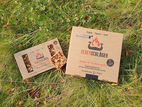 27 Stück Feuerschläger Manufaktur Martinshof Feuerstarter Stäbchen Lagerfeuer Kamin Feuerstelle Holzofen Feueranzünder für Grill Natur Anzünder
