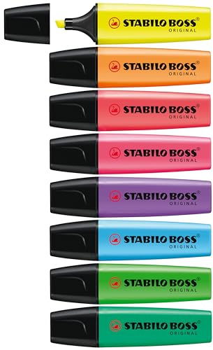 STABILO BOSS ORIGINAL Highlighters - Pack of 8 - Assorted Colours
