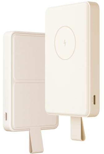 Xiaomi Magnetic Power Bank 6000Mah - Bateria Externa de Carga Magnética | Cargador Portátil Inalámbrico o por Cable | Cargador Batería Externa Extrarápida con Soporte | Color Beige