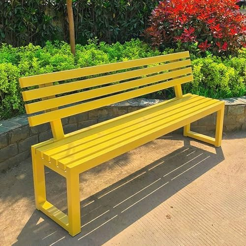 Gartenbank metall,Gartenbank Wetterfest,Park Bank, Sitzbank mit Lehne 2/3/4 Sitzer,Wasserdichtes Metall Wetterfest Robust Stabil Langlebig Gartenmöbel, für Garten Veranda Hof 100×40×85cm-Gelb