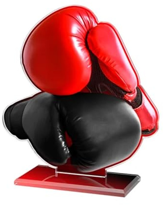 Boxen Acryl Pokal 13,5 cm - Trophäe mit Gravur & Boxhandschuh Motiv | Individueller Award für Kampfsport & Boxturniere, stabiles 0,6 cm Acryl, Ehrenpreis mit personalisiertem Gravurschild