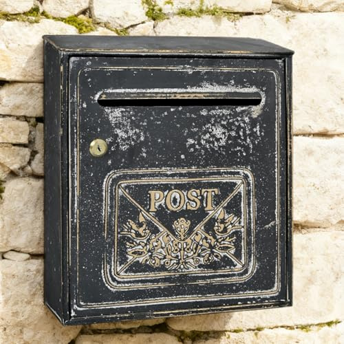 Briefkasten zur Wandmontage, für Haus und Außenbereich, Vintage, Metall, Türbriefkasten, antiker Stil, nostalgischer Charm, Heimdekoration, Schwarz