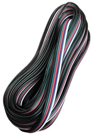 10 Metri Cavo Filo Elettrico Piattina Penta Polare 5X0,25 mmq, Cavo di Prolunga Per Striscia Led RGBW