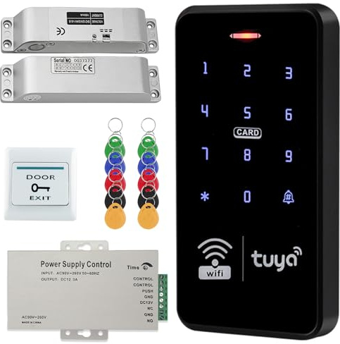 Kit Control de Acceso Impermeable, Desbloqueo App Tuya, 12V CC, Interruptor y Cerradura Eléctrica