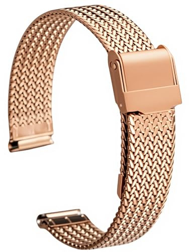Armband Kompatibel mit Huawei Watch GT3/GT2 42mm, 20mm Uhrenarmbänder Elegant Mesh Metall Edelstahl Ersatzarmband für Samsung Galaxy Watch 7/6/5/4 40mm 44mm/6 Classic 43mm 47mm/5 Pro 45mm-Rosé-Gold