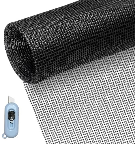 LXBCTOP Fiberglas Fliegengitter 120 * 300CM, Fliegennetz Meterware | DIY Fenster Insektenschutzgitter, Fliegengitter Katzensicher, Fliegennetz Fenster für Balkontür Dachfenster (Schwarz)