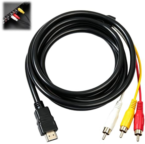 GaxmLou Cable convertidor HDMI a 3RCA de 1,5 m, cable adaptador HDMI a RCA de alta calidad para reproductores de DVD, proyectores, cine en casa y dispositivos de streaming, transmisión de audio y
