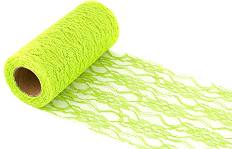 Creativery 10m Spitzenstoff 30cm (maigrün 550 / lindgrün/hellgrün) // Spitze Tischläufer Tischband Spitzenband Spitzenborte Hochzeit