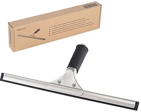 Duschabzieher Bad Fensterabzieher,GWCLEO Edelstahl Duschwischer Badezimmerwischer Bad Wischer aus ideal für Auto Spiegel Bad- und Dusche mit Gummilippe 35cm