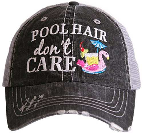 Katydid Damen Mütze Pool Hair Don't Care Distressed Trucker - Pink - Einheitsgröße
