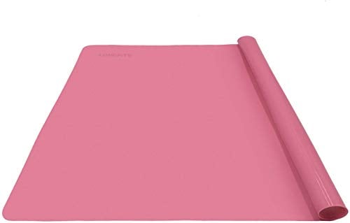 LONGFITE 24''x20'' (60x50cm) Tapetes de Silicona Extra Grande para Repostería, Protector de Encimera de Mesa Multiusos, Manteles Individuales Antiadherentes, Antideslizantes (Rosa)